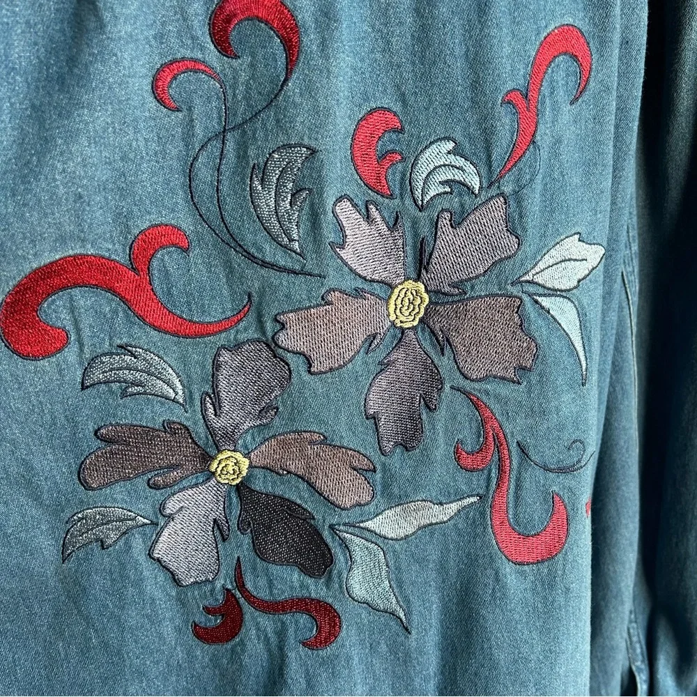 Vintage Breckenridge Embroidered Denim Shirt M/L Americana Western Y2K - Picture 8 of 10